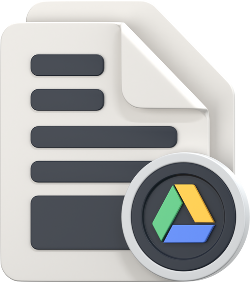 White File with google drive sign 3D Icon Illustration. Low Poly Style